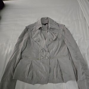 Katherine Barclay Double-Breasted Gray Trench Coat